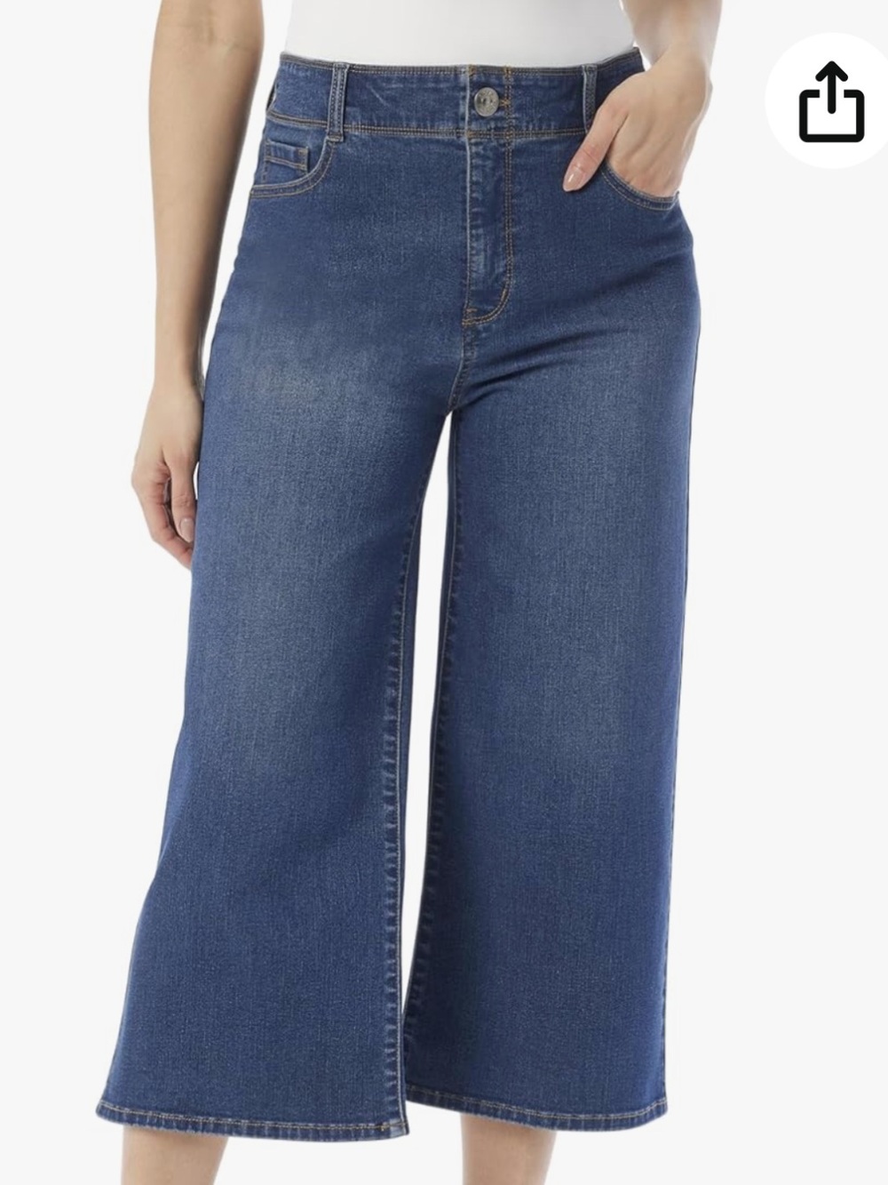 Gloria Vanderbilt Shape Effect Mid Wash Wide-Leg Cropped Culottes